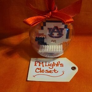 Auburn University Block Ornament with Red Ribbon